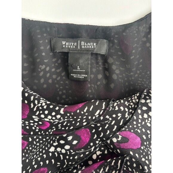 White House Black Market Lined Sleeveless Ruffle Layers Peacock Tie Shirt Top~L - Picture 3 of 5